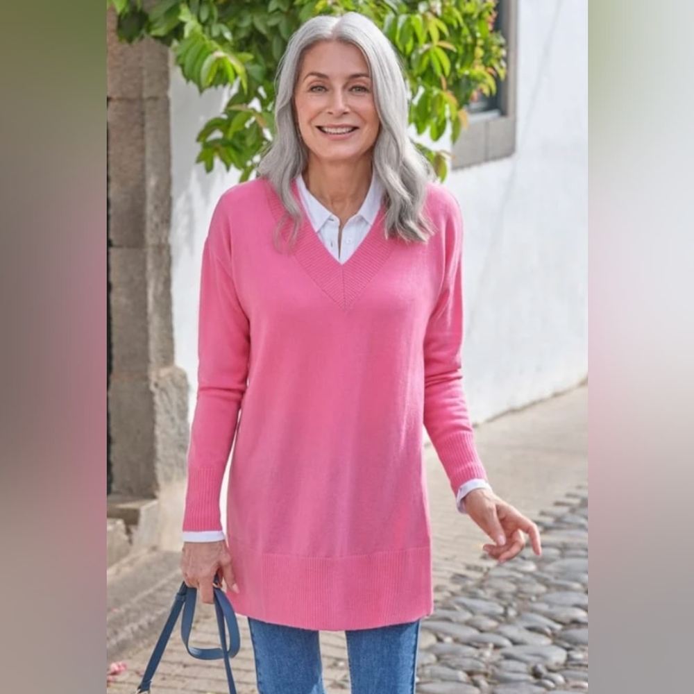 Woolovers Cashmere & Merino Wool Tunic Sweater Light Pink Large Large (US 12/14) - Picture 2 of 13